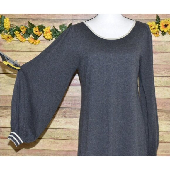 Max Studio Ladies L Gray Sweater Dress Balloon Sleeves at Knee Career Neutral - Picture 3 of 8